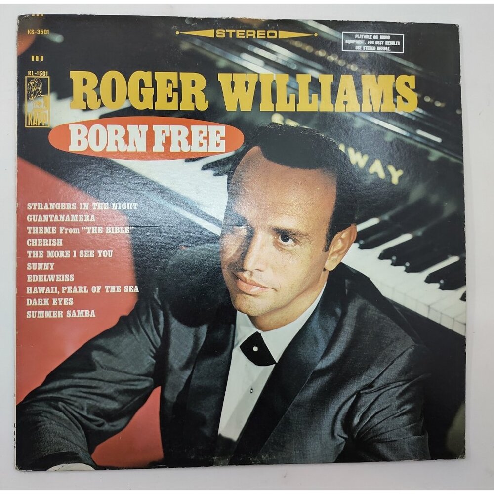 Roger Williams – Born Free LP 1966 Stereo Kapp Records Vintage Vinyl
